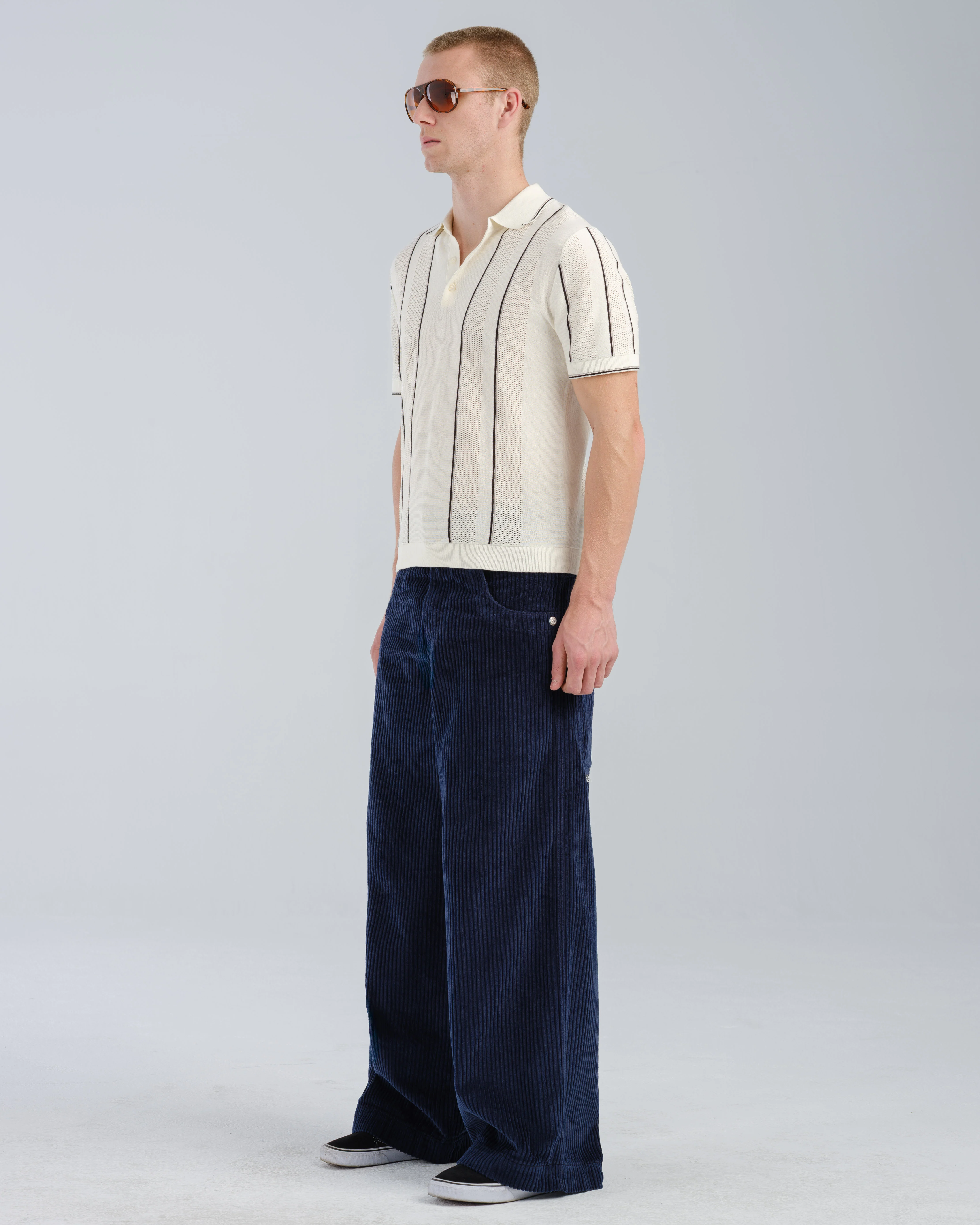 101 Twin Cannon. 26". 4 Wale Corduroy. Navy. - Image 3