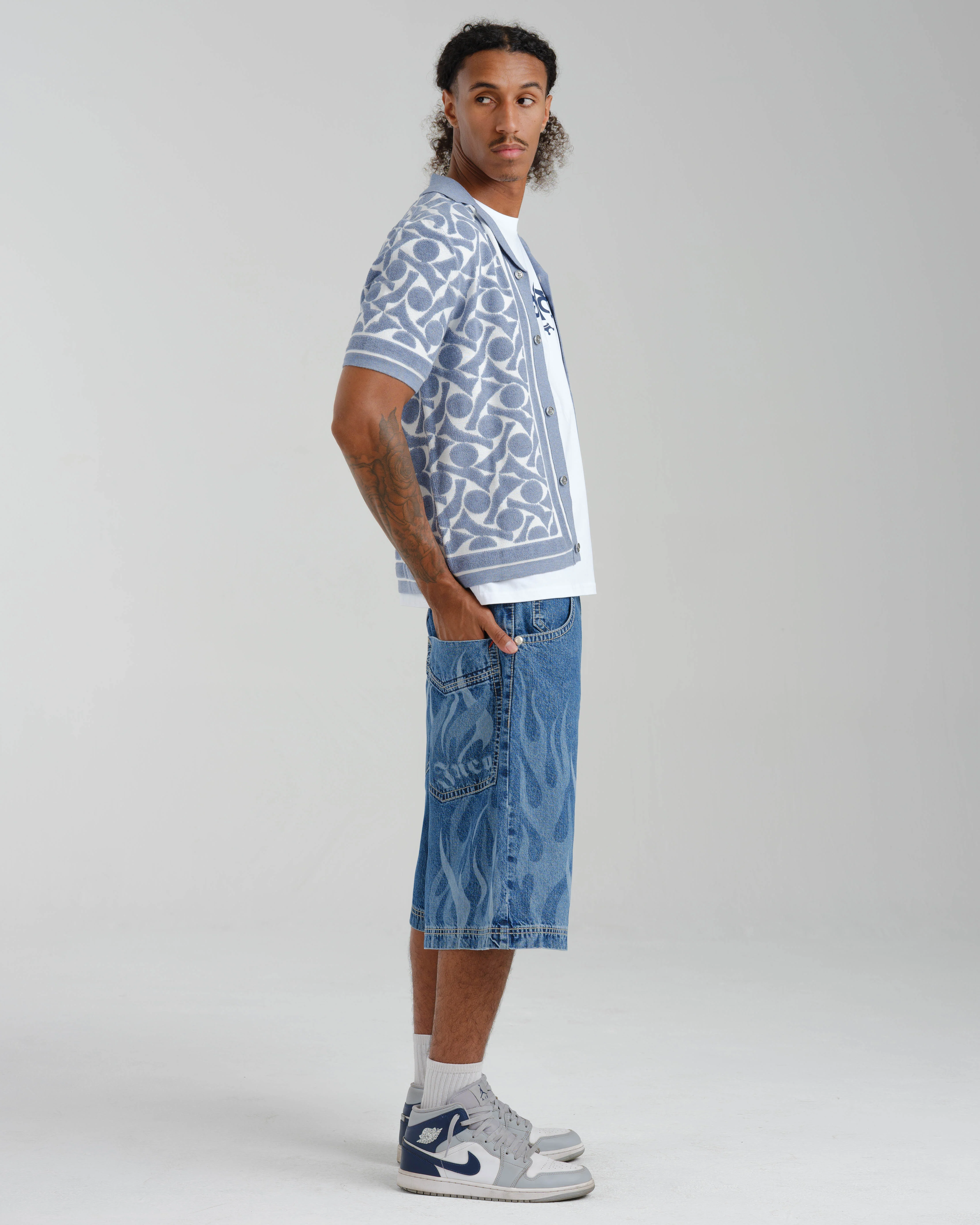 Rising Flames Shorts. 15" Inseam. Dark Stone. - Image 4