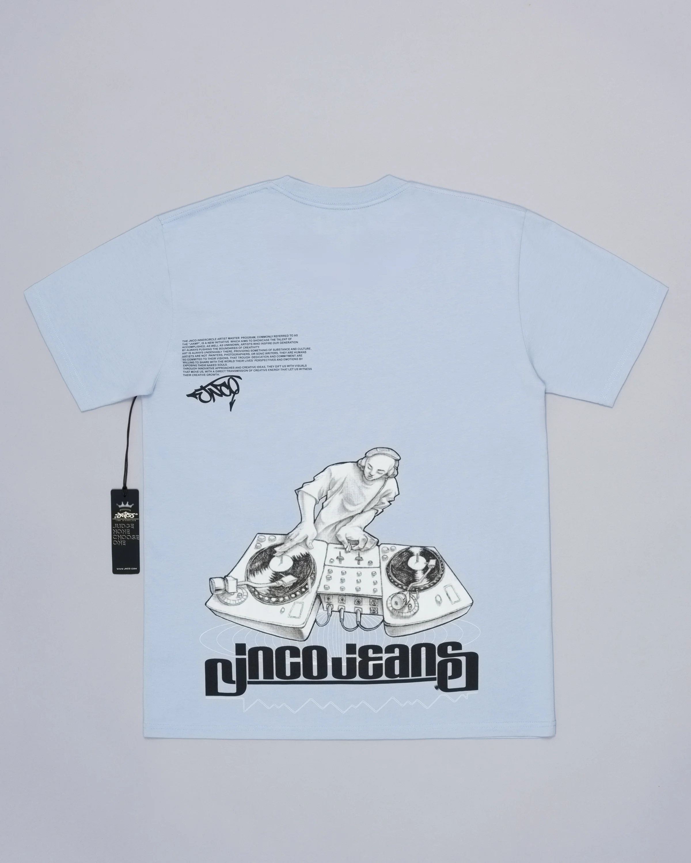 Turntable Tee. Powder Blue.