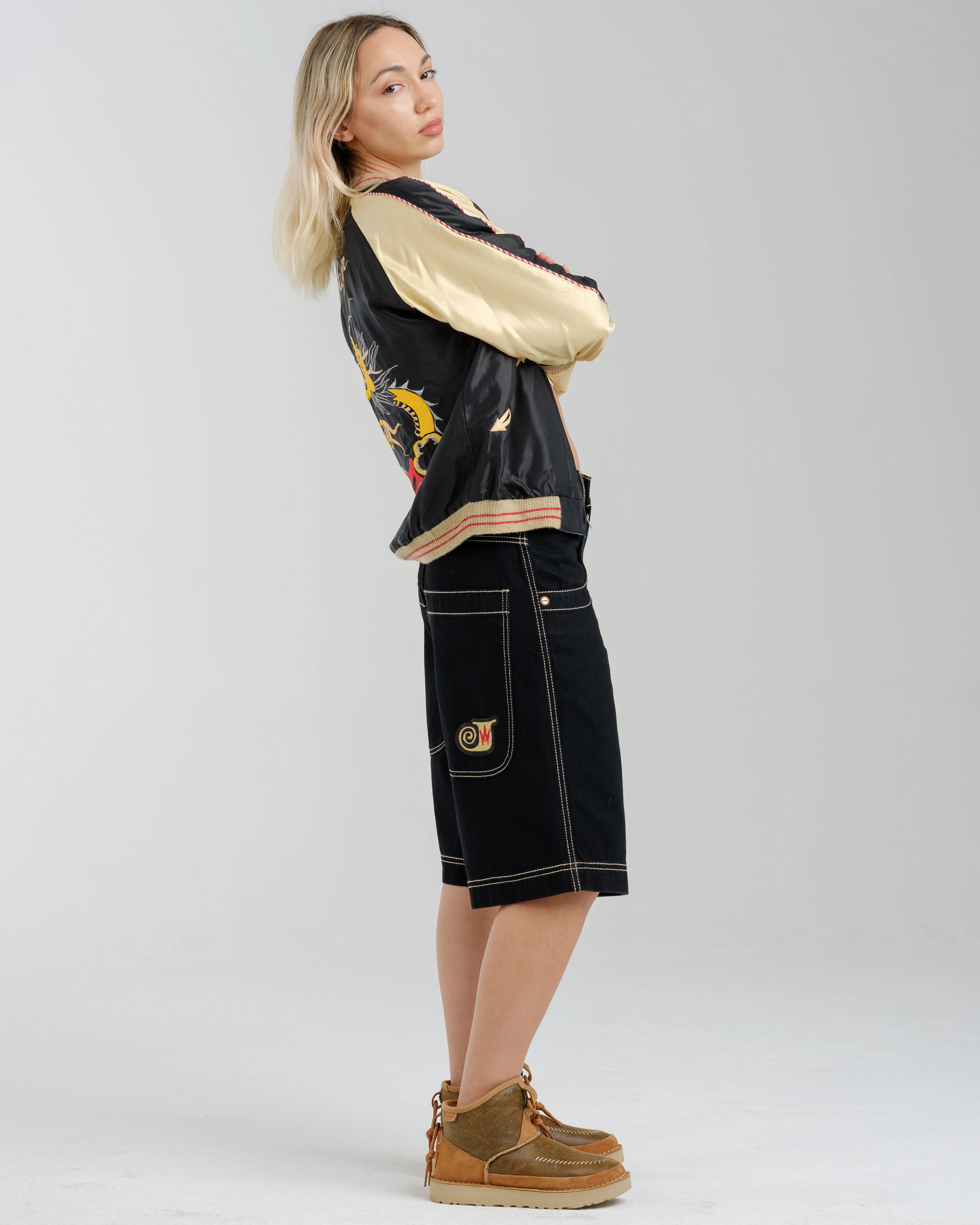 W101 Twin Cannon Shorts. 14". Black/Gold J. - Image 4