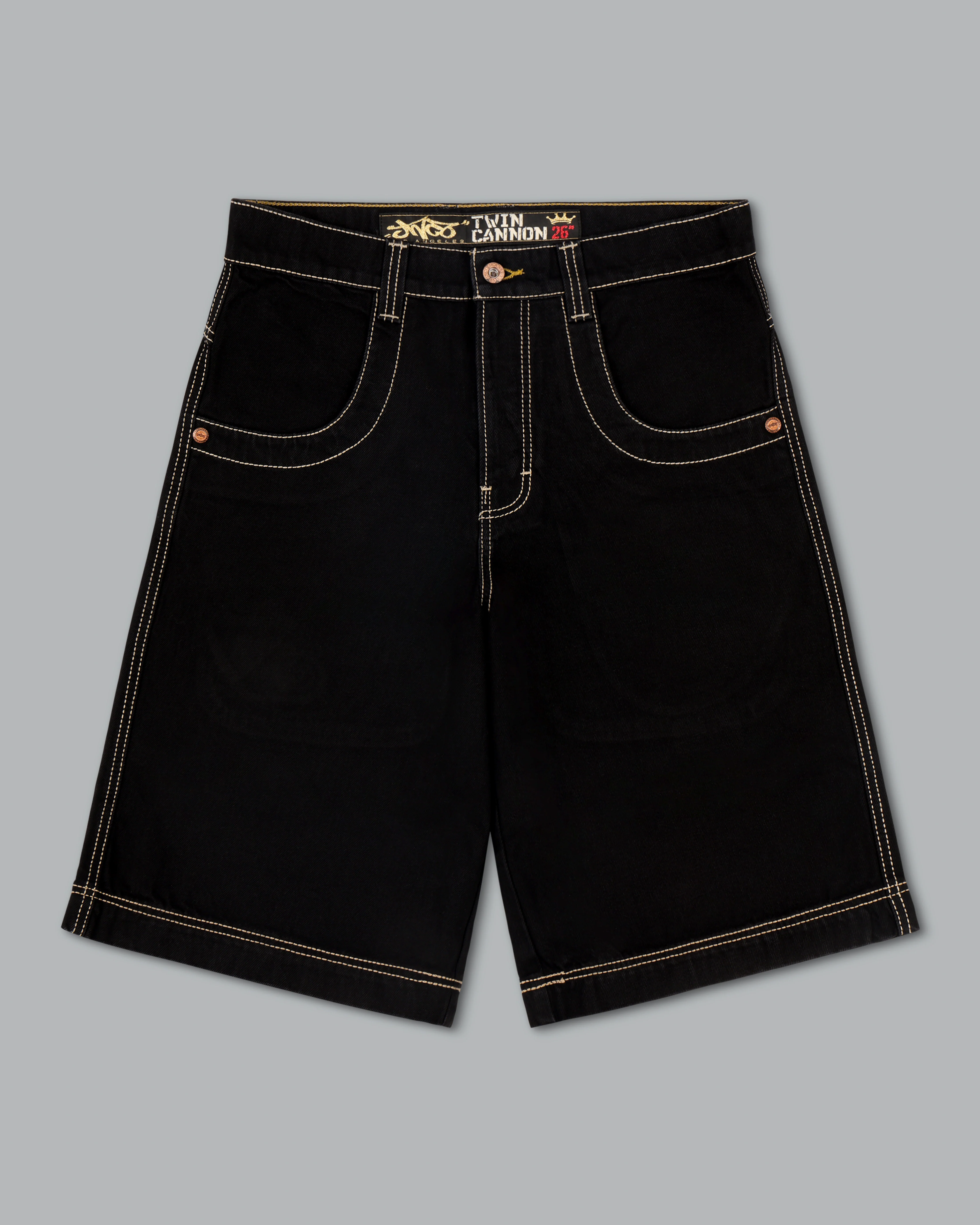 W101 Twin Cannon Shorts. 14". Black/Gold J. - Image 5