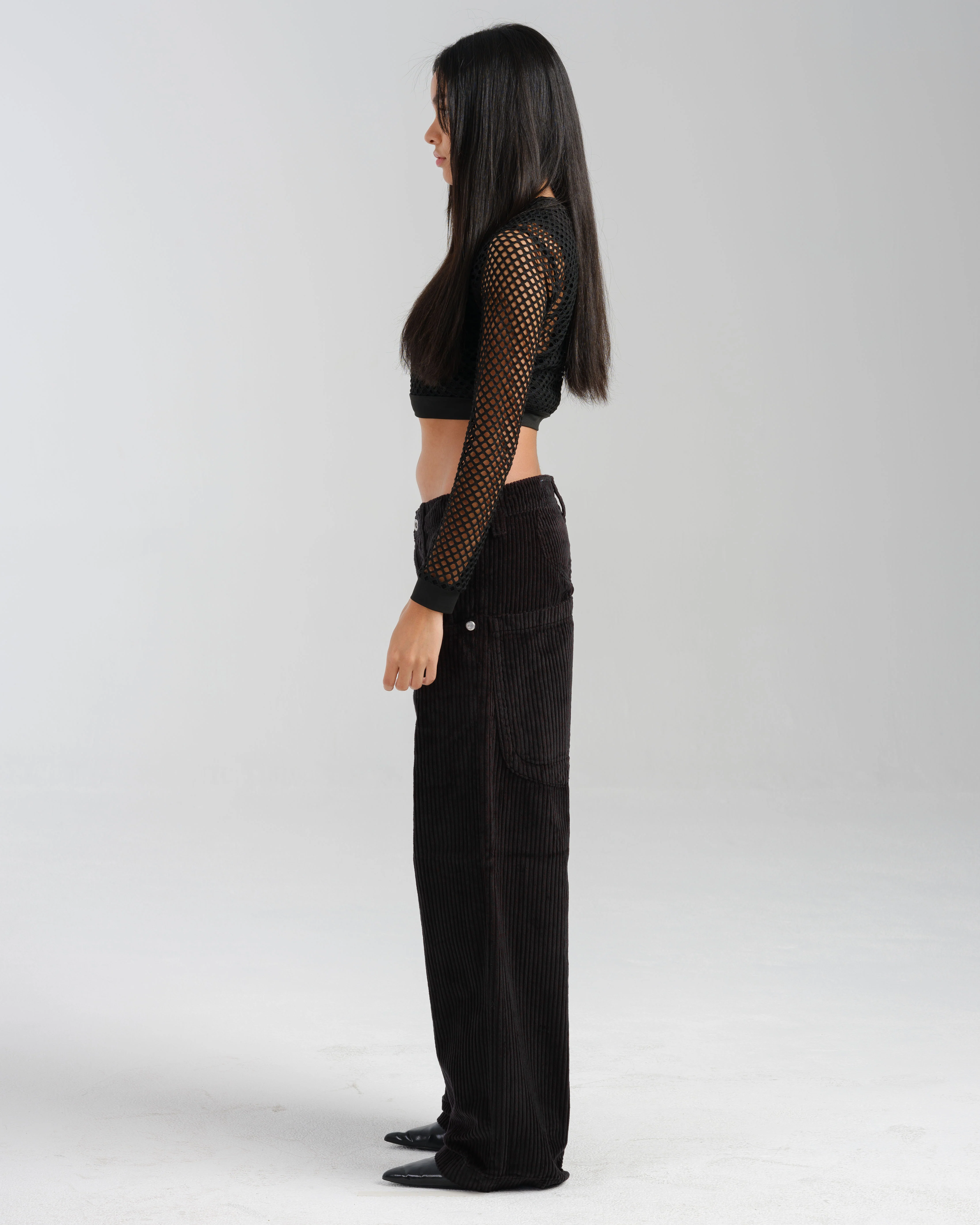W169 Low Down. 20". 4 Wale Corduroy. Black. - Image 4