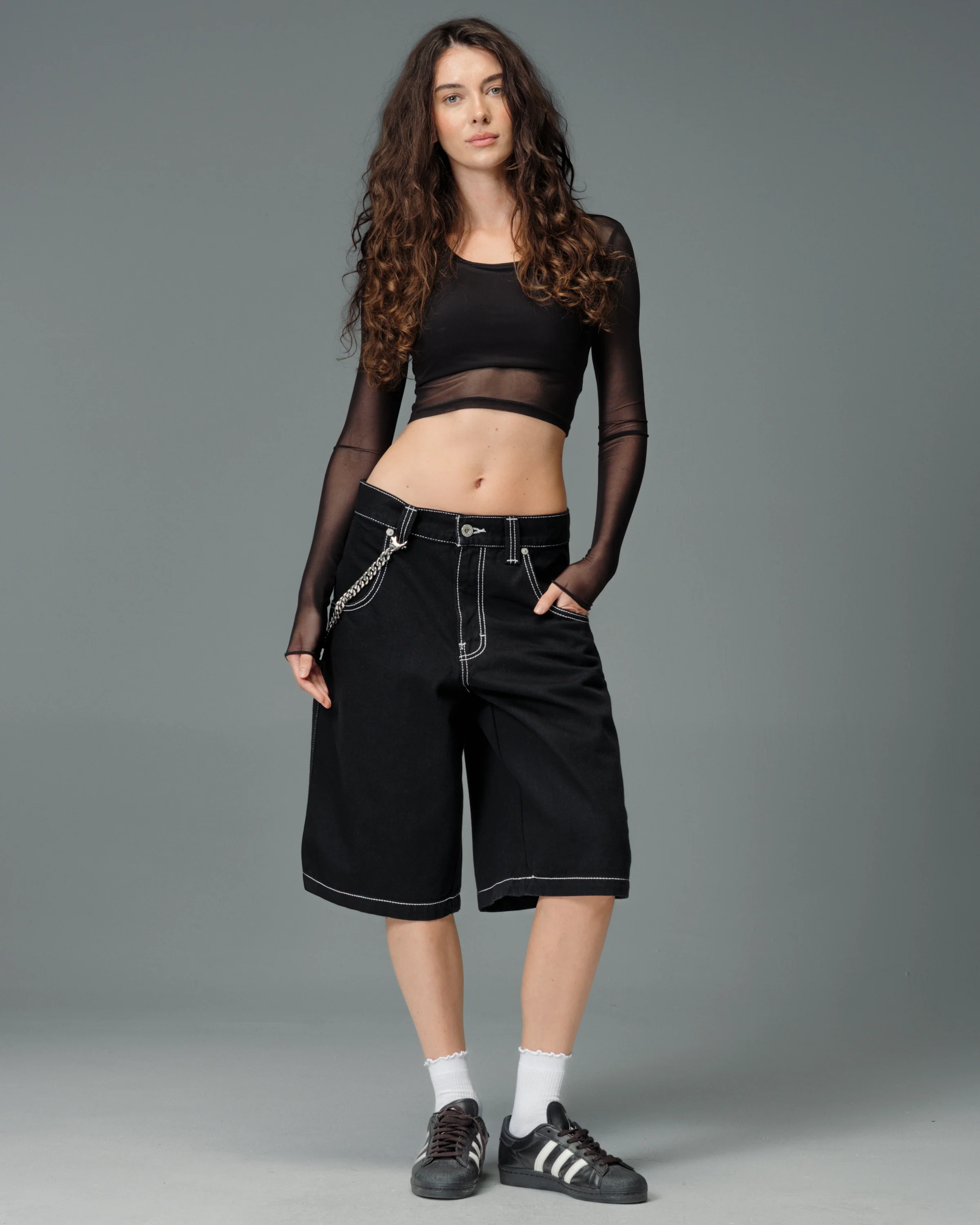 W179 Pipes Shorts. 14" Inseam. Jet Black. - Image 2