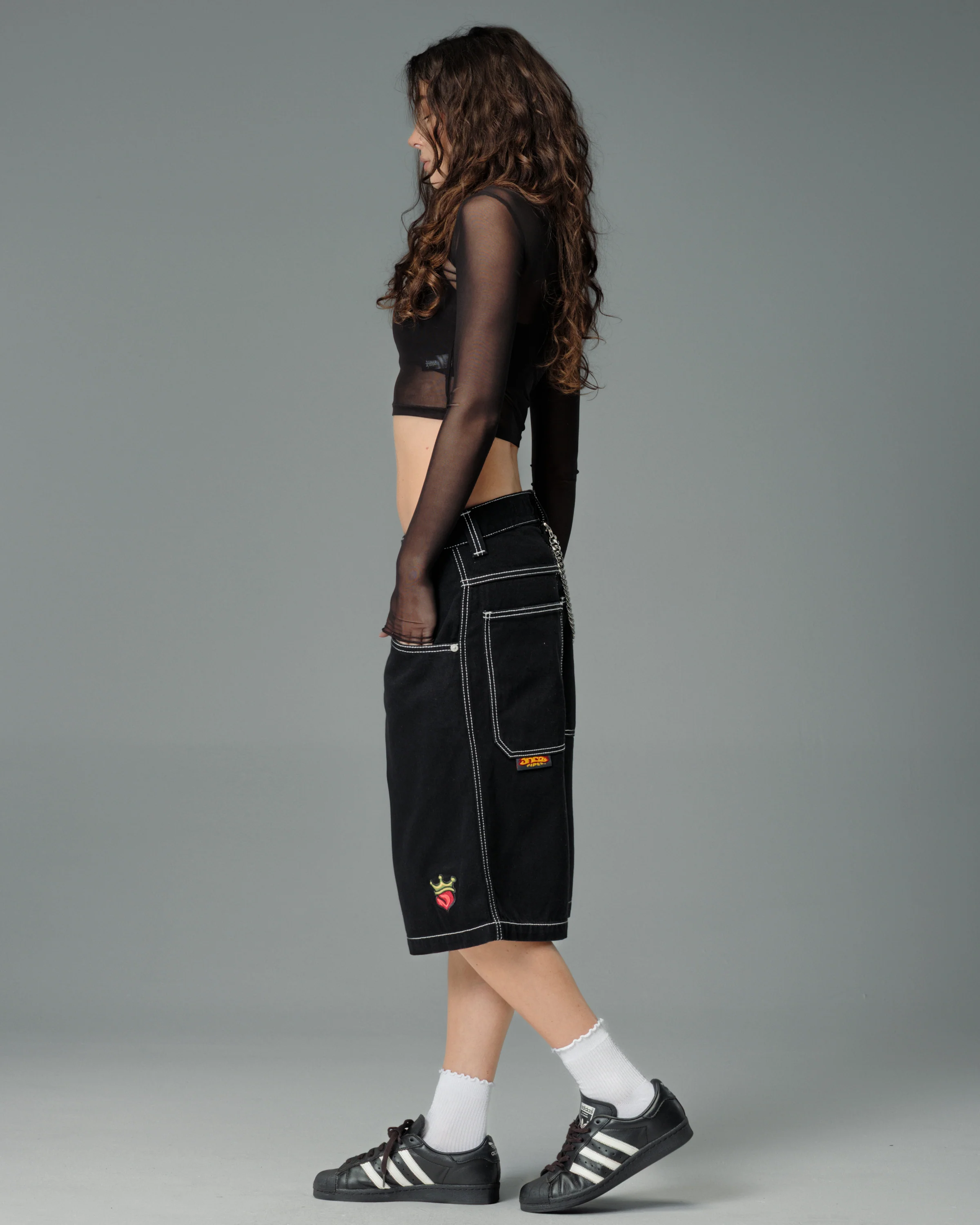 W179 Pipes Shorts. 14" Inseam. Jet Black. - Image 5
